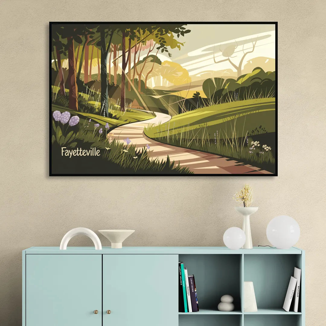 Fayetteville Scenic Trails Living Room - Black Canvas Wall Art