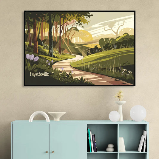 Fayetteville Scenic Trails Living Room - Black Canvas Wall Art
