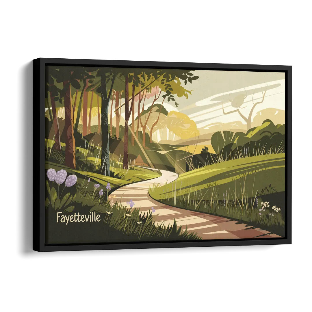 Fayetteville Scenic Trails Side - Black Canvas Wall Art