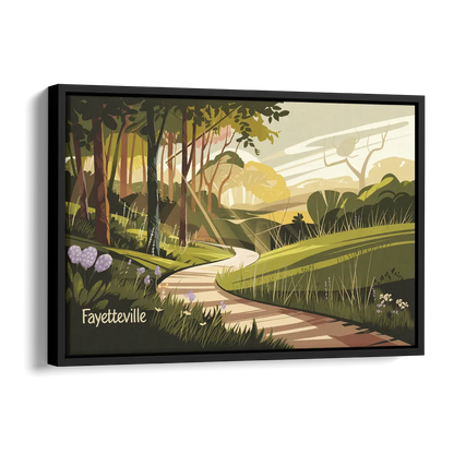 Fayetteville Scenic Trails Side - Black Canvas Wall Art