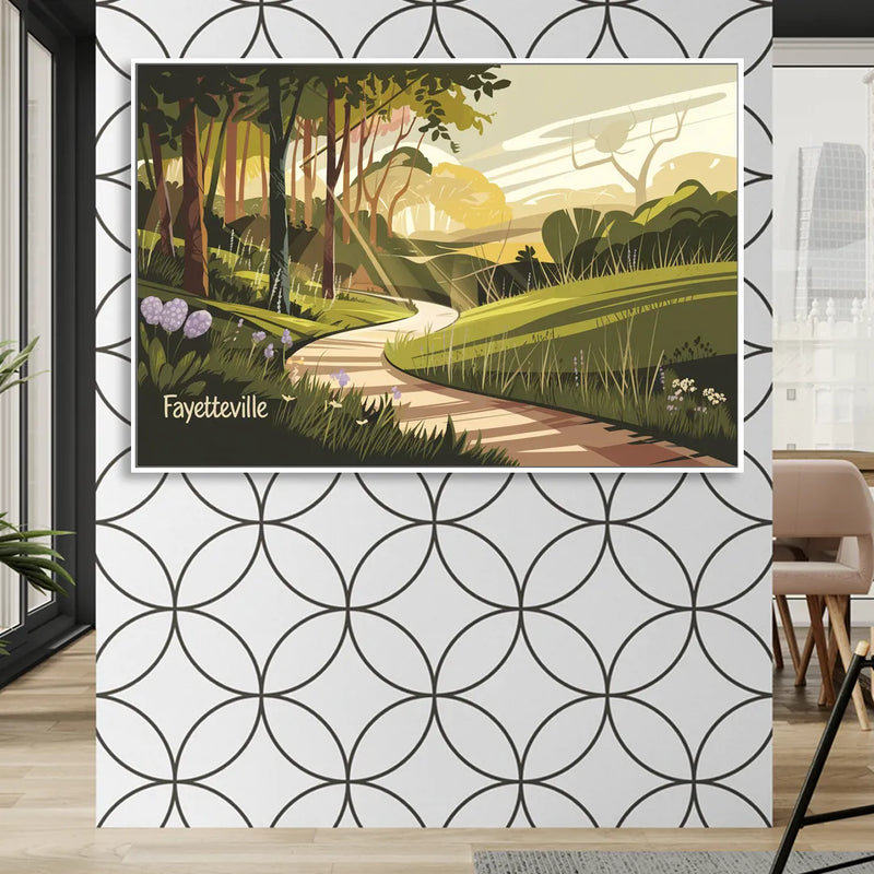 Fayetteville Scenic Trails Living Room - White Canvas Wall Art