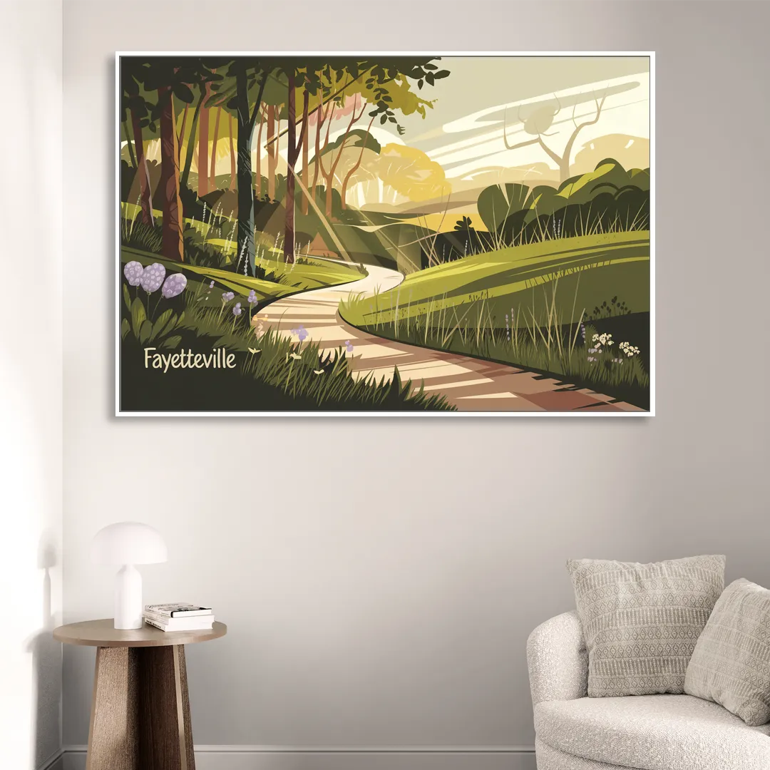 Fayetteville Scenic Trails Sitting Room - White Canvas Wall Art
