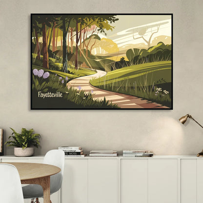 Fayetteville Scenic Trails Sitting Room - Black Canvas Wall Art