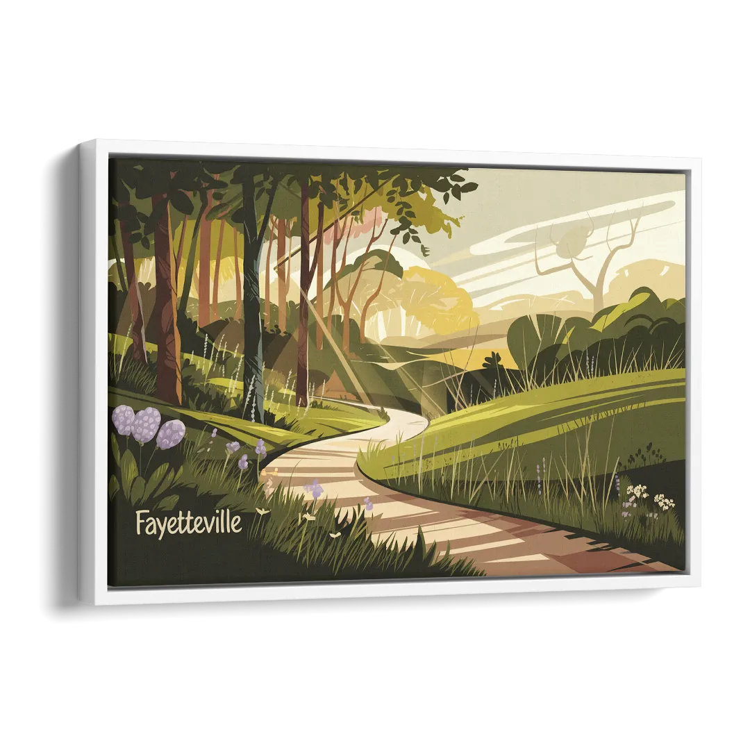 Fayetteville Scenic Trails Side - White Canvas Wall Art
