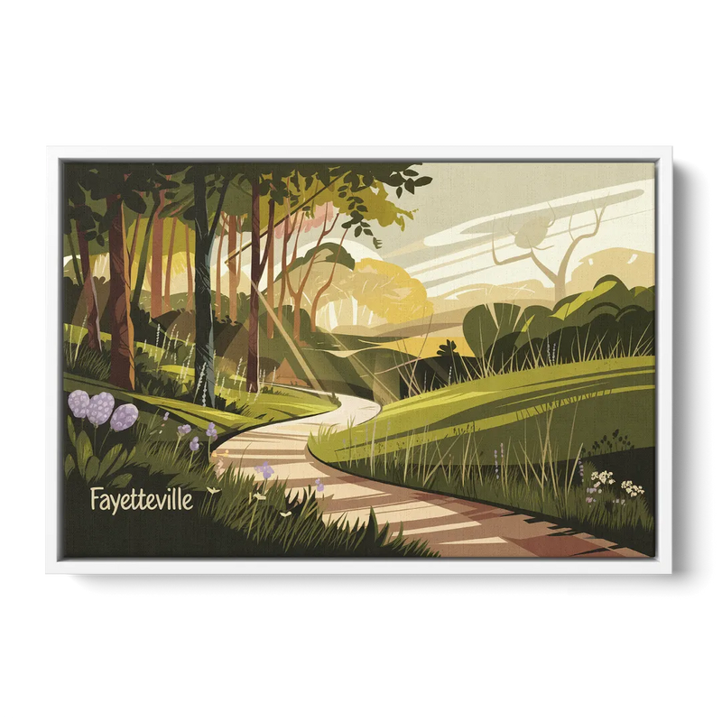 Fayetteville Scenic Trails Front - White Canvas Wall Art