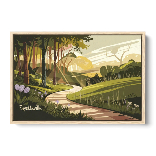 Fayetteville Scenic Trails - Oak Framed Canvas Wall Art - Front