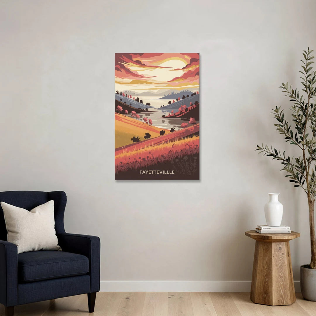 Fayetteville Sunset Views - Canvas Wall Art - Sofa - 24x36