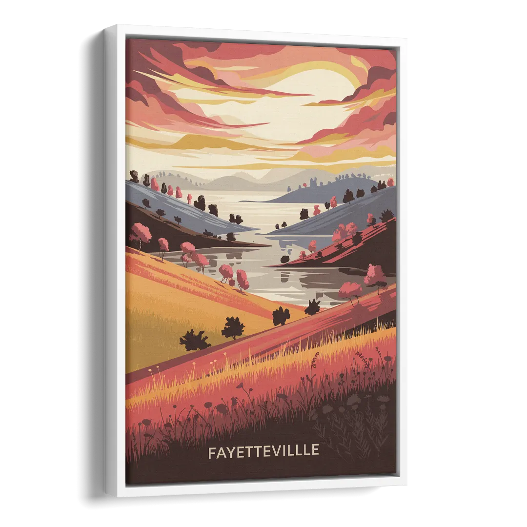 Fayetteville Sunset Views Side - White Canvas Wall Art