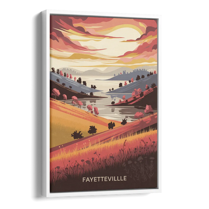 Fayetteville Sunset Views Side - White Canvas Wall Art