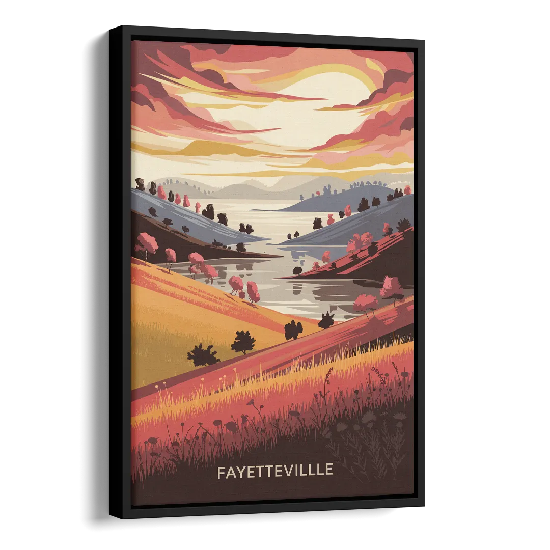 Fayetteville Sunset Views Side - Black Canvas Wall Art