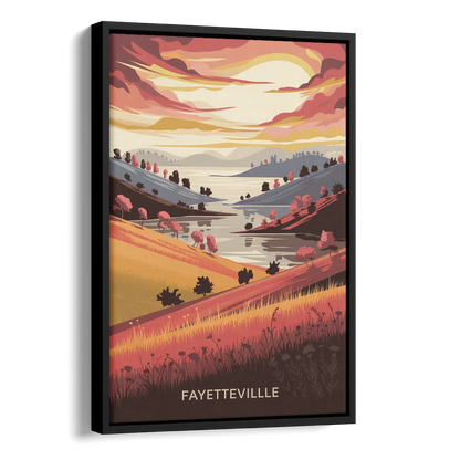 Fayetteville Sunset Views Side - Black Canvas Wall Art