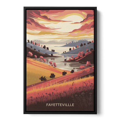 Fayetteville Sunset Views Front - Black Canvas Wall Art