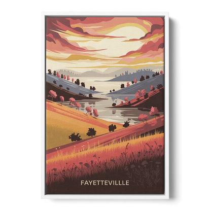 Fayetteville Sunset Views Front - White Canvas Wall Art