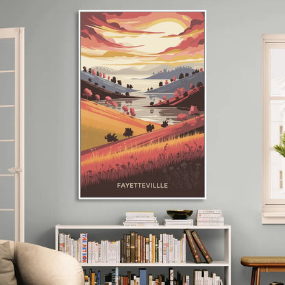 Fayetteville Sunset Views Sitting Room - White Canvas Wall Art