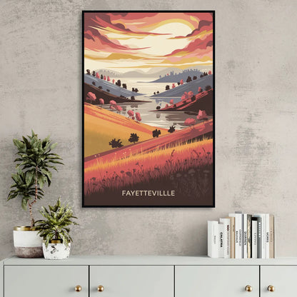 Fayetteville Sunset Views Sitting Room - Black Canvas Wall Art