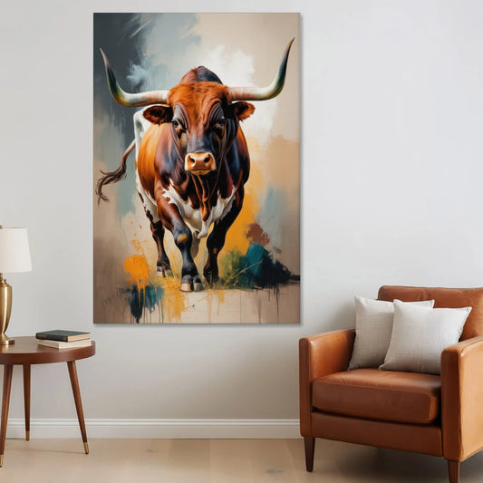 Fiery Longhorn Spirit - Canvas Wall Art - Sofa - 40x60