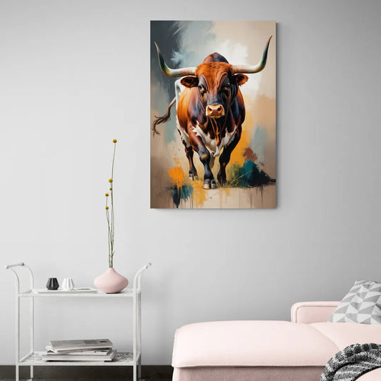 Fiery Longhorn Spirit - Canvas Wall Art Living Room