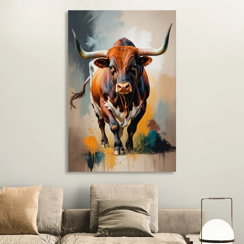 Fiery Longhorn Spirit Sitting Room - Canvas Wall Art