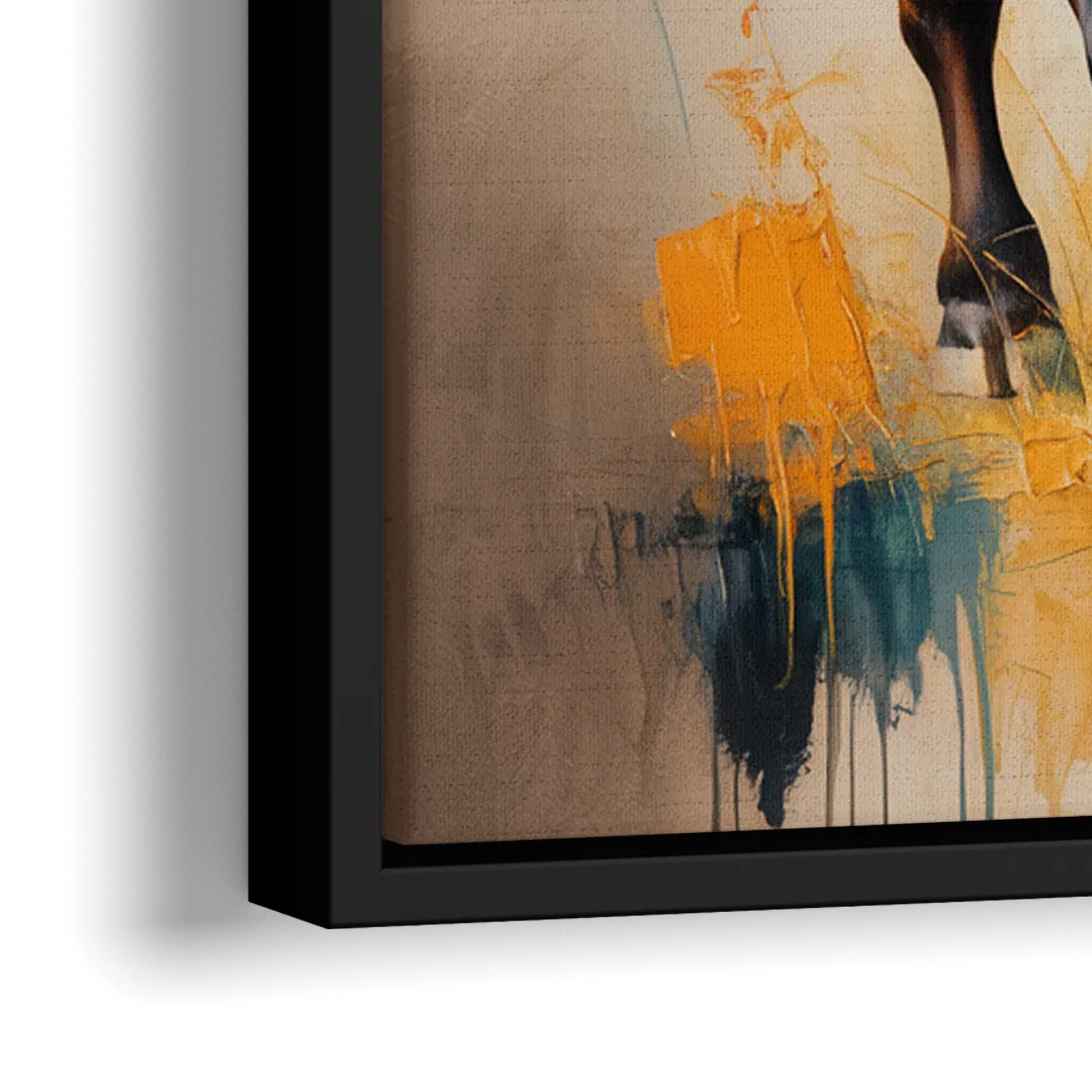 Fiery Longhorn Spirit - Close-Up Black Frame Canvas