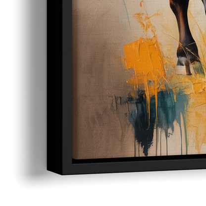 Fiery Longhorn Spirit - Close-Up Black Frame Canvas