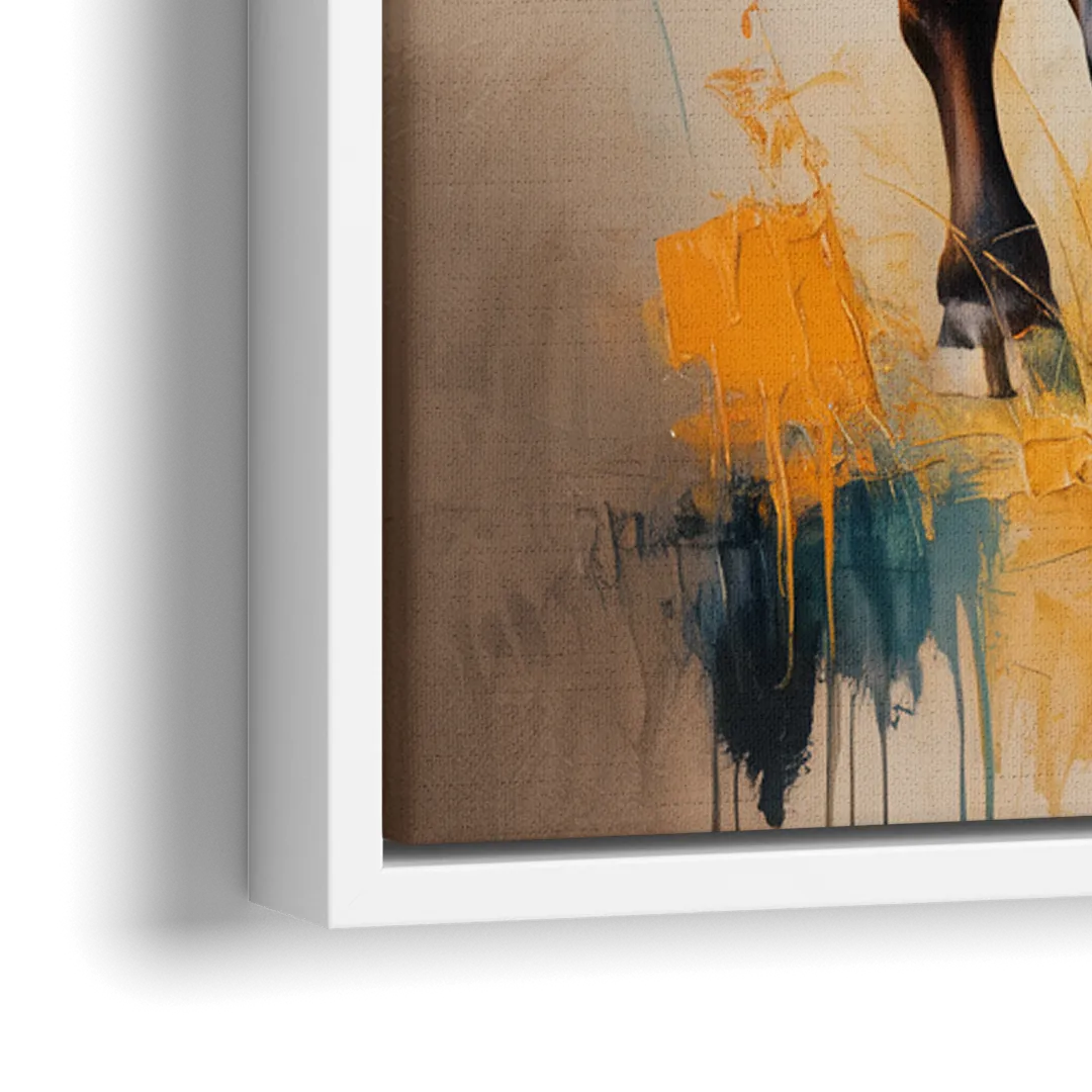Fiery Longhorn Spirit - Close-Up White Frame Canvas