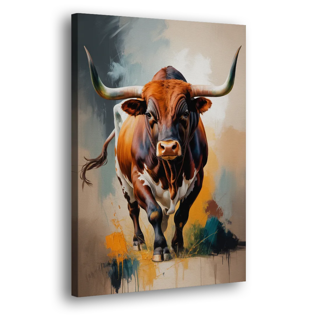 Fiery Longhorn Spirit Side - Canvas Wall Art