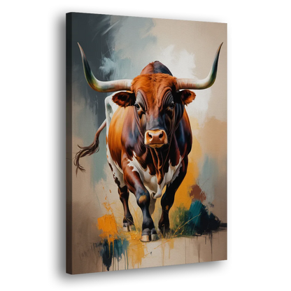Fiery Longhorn Spirit Side - Canvas Wall Art