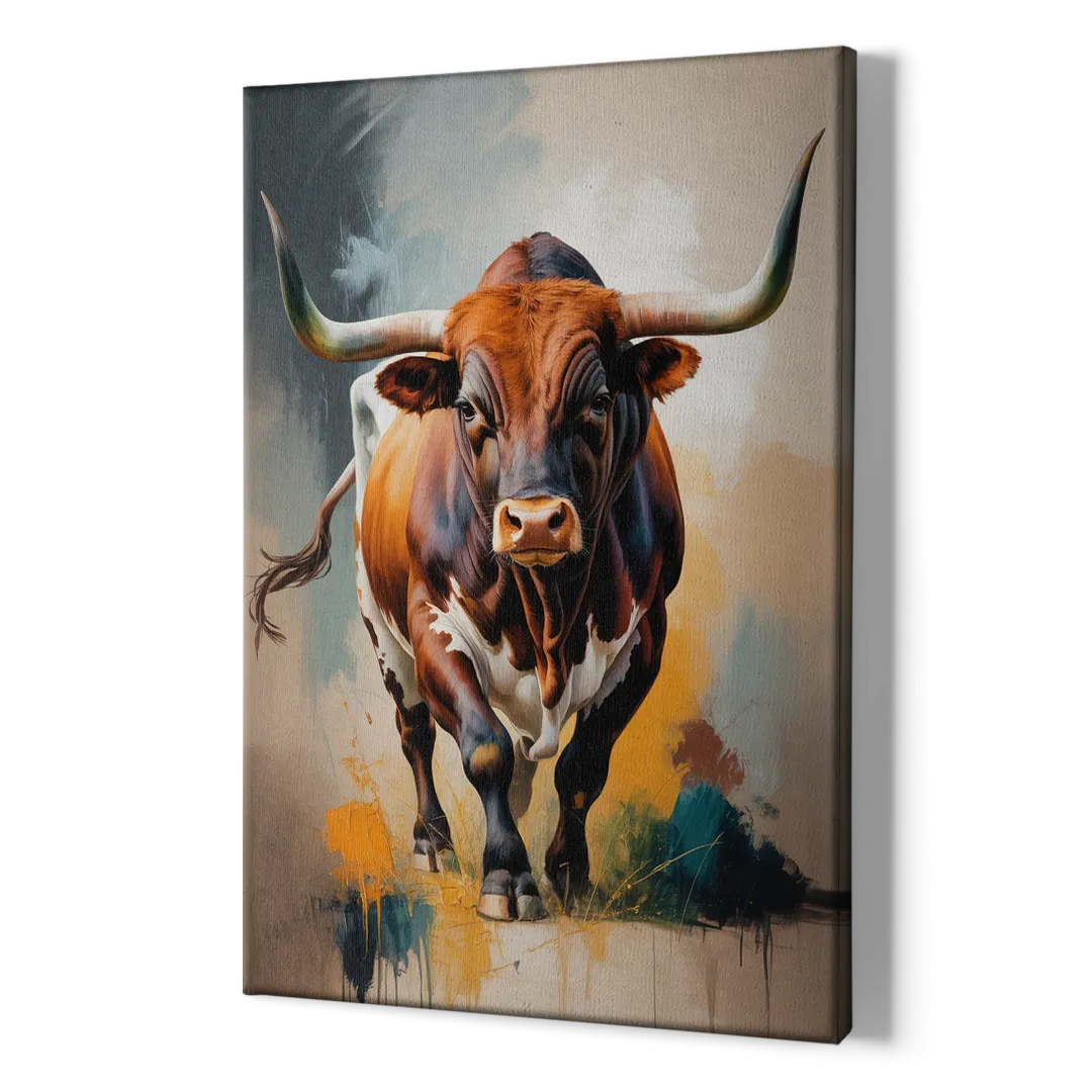 Fiery Longhorn Spirit - Canvas Print Art Sides