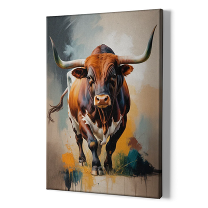 Fiery Longhorn Spirit - Canvas Print Art Sides