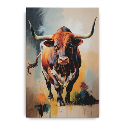 Fiery Longhorn Spirit Front - Canvas Wall Art