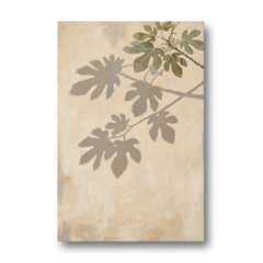 Fig Leaf Shadows on a Sunlit Limewashed Wall - Canvas Wall Art - Front