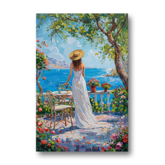 Figurative Painting of a Woman in White - Canvas Wall Art - Front