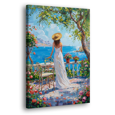 Figurative Painting of a Woman in White - Canvas Wall Art - Side