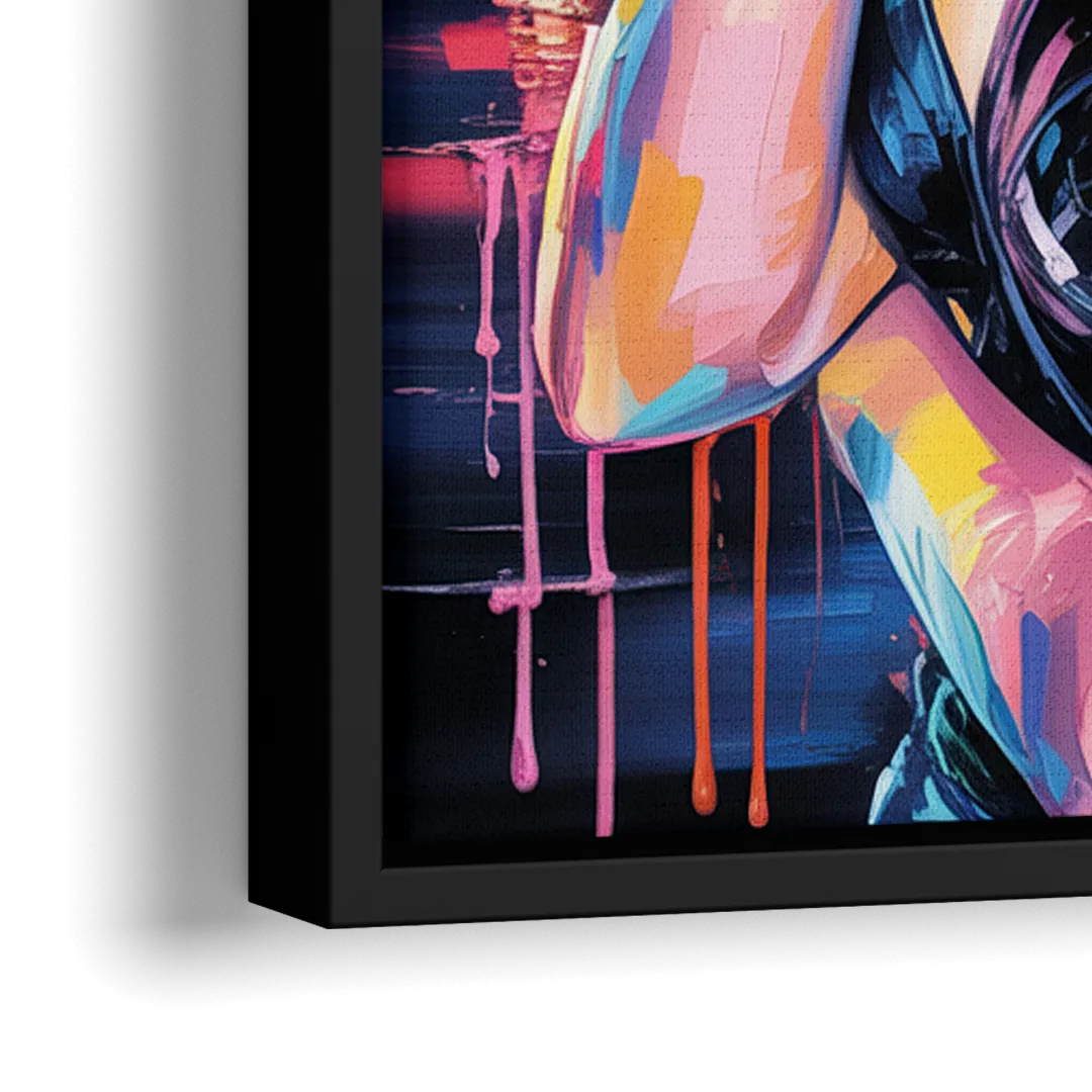 Firework - Close-Up Black Frame Canvas