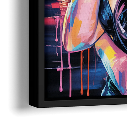 Firework - Close-Up Black Frame Canvas