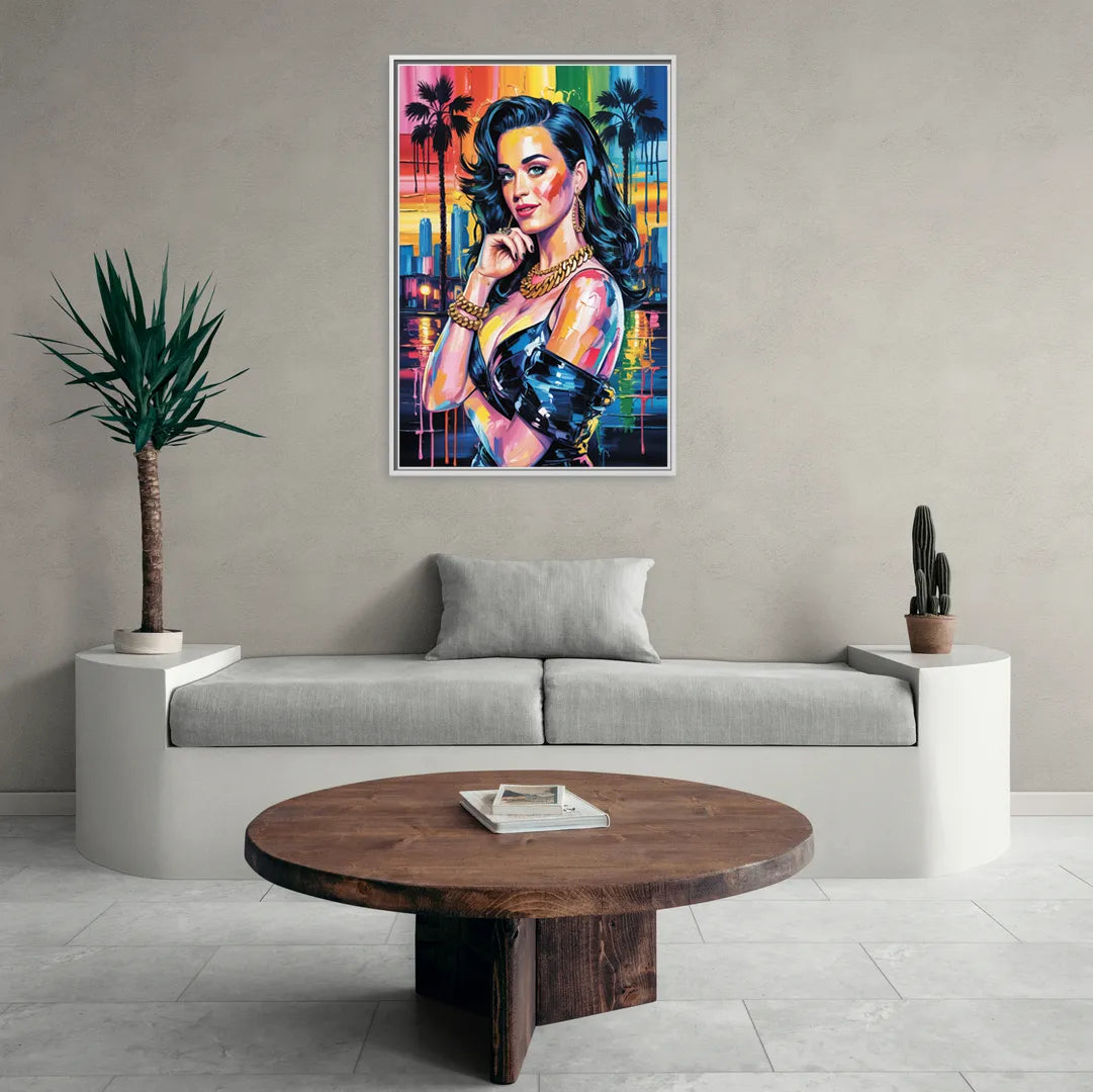 Firework - Living Room White Frame Canvas