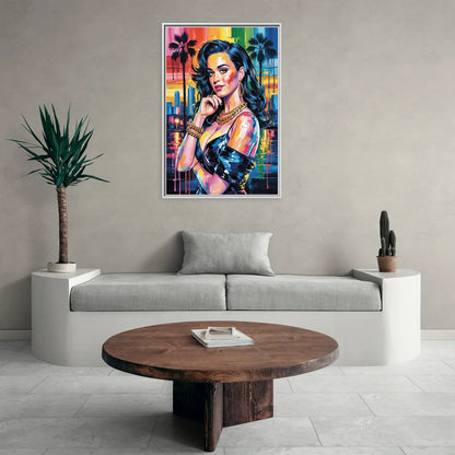 Firework - Living Room White Frame Canvas