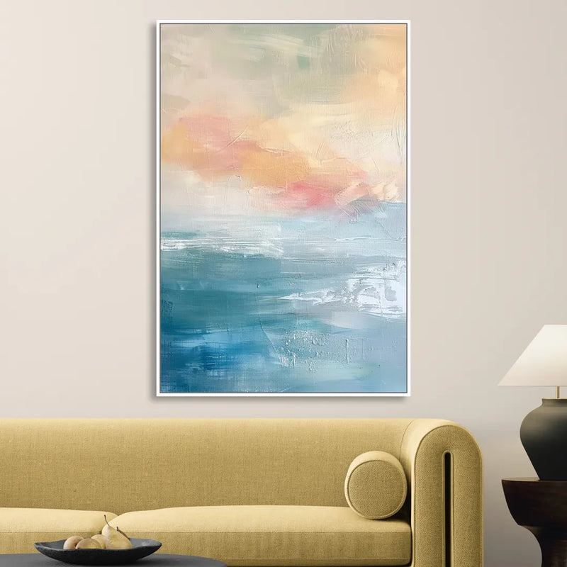 First Light on Water Sitting Room - White Canvas Wall Art