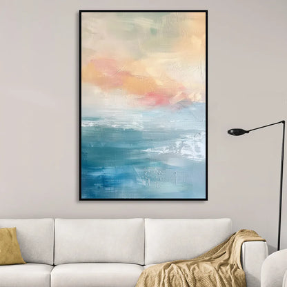First Light on Water Living Room - Black Canvas Wall Art