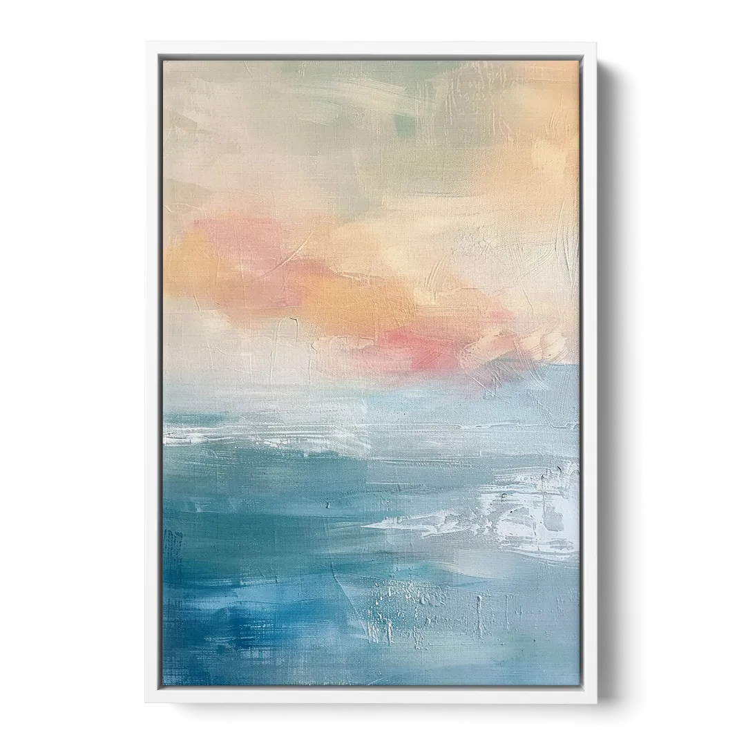 First Light on Water Front - White Canvas Wall Art