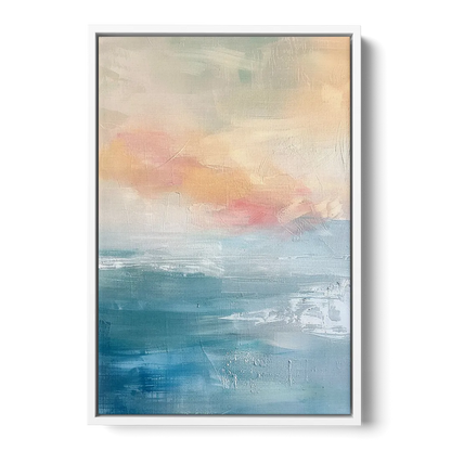 First Light on Water Front - White Canvas Wall Art