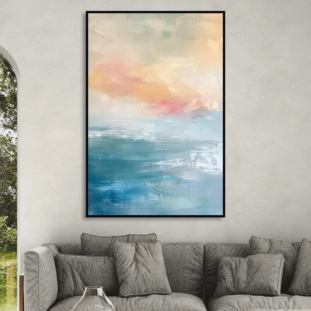 First Light on Water Sitting Room - Black Canvas Wall Art