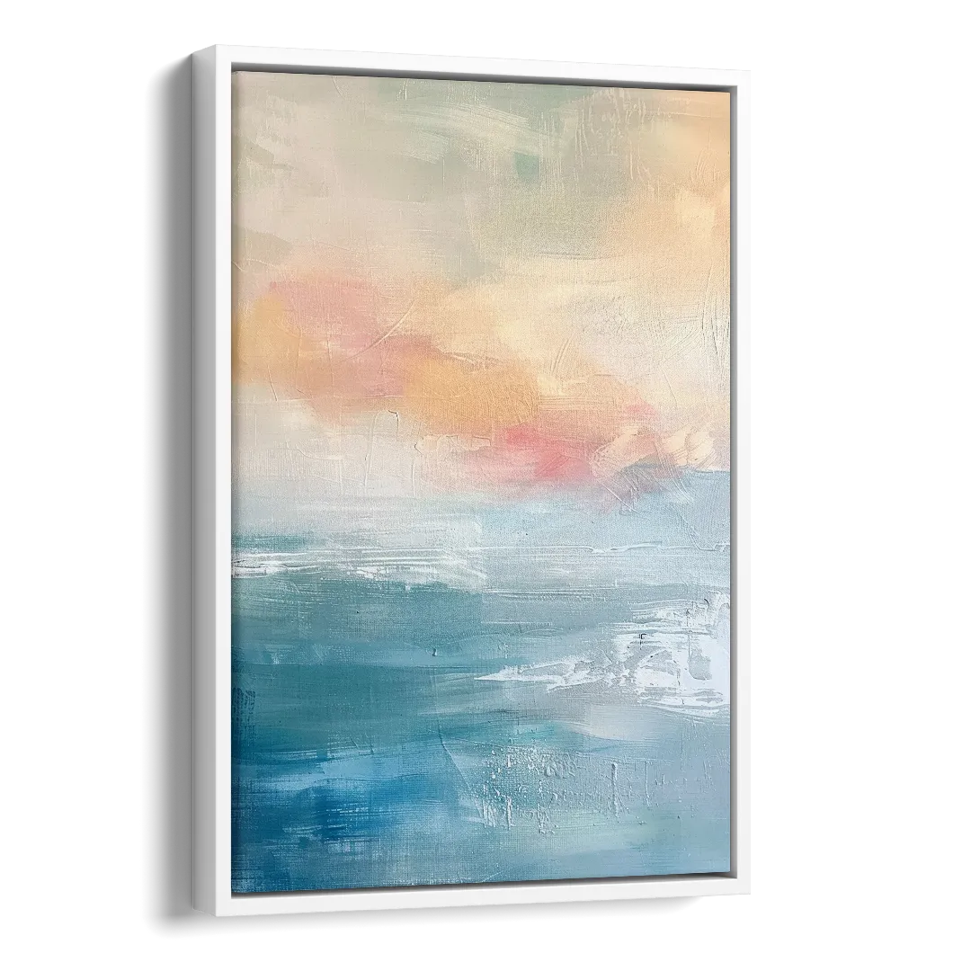 First Light on Water Side - White Canvas Wall Art