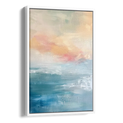 First Light on Water Side - White Canvas Wall Art