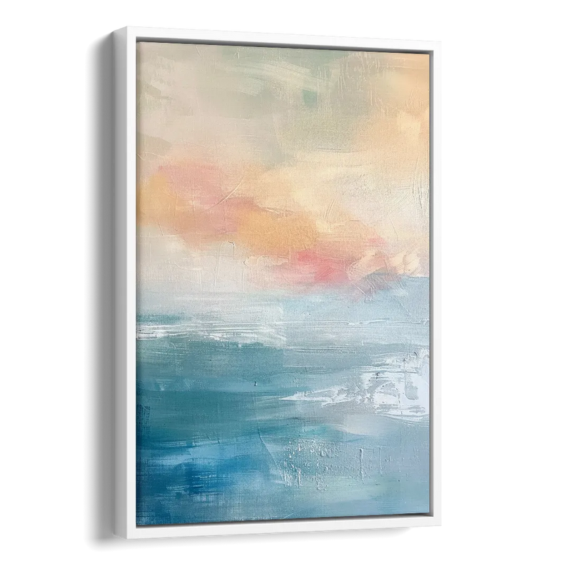 First Light on Water Side - White Canvas Wall Art