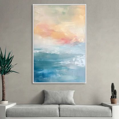First Light on Water Living Room - White Canvas Wall Art