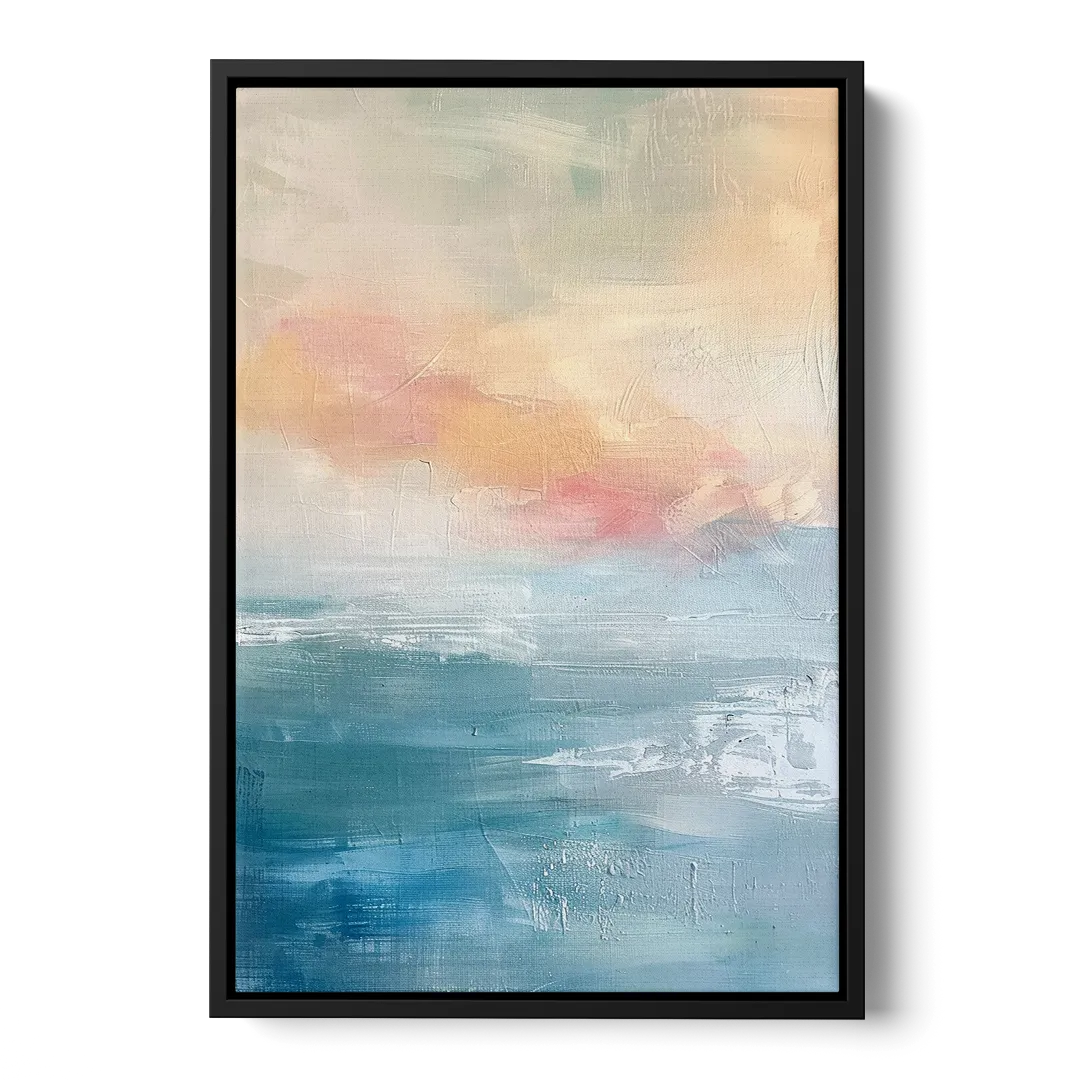 First Light on Water Front - Black Canvas Wall Art