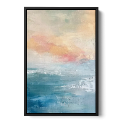 First Light on Water Front - Black Canvas Wall Art