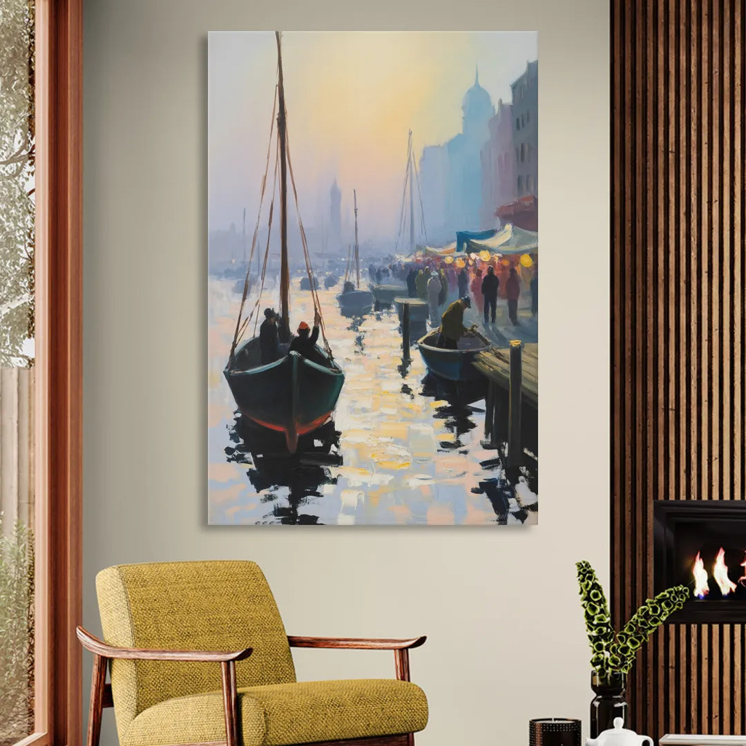 Fischmarkt Sunrise Living Room - Canvas Wall Art