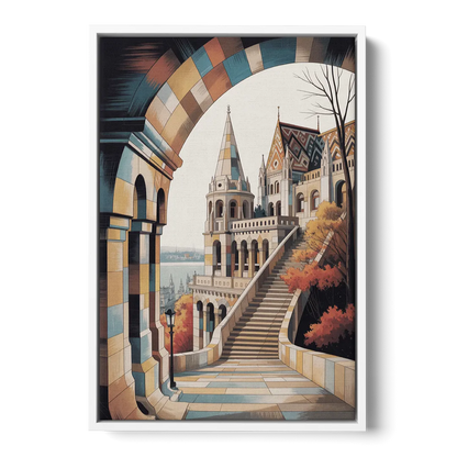 Fisherman's Bastion View Front - White Canvas Wall Art